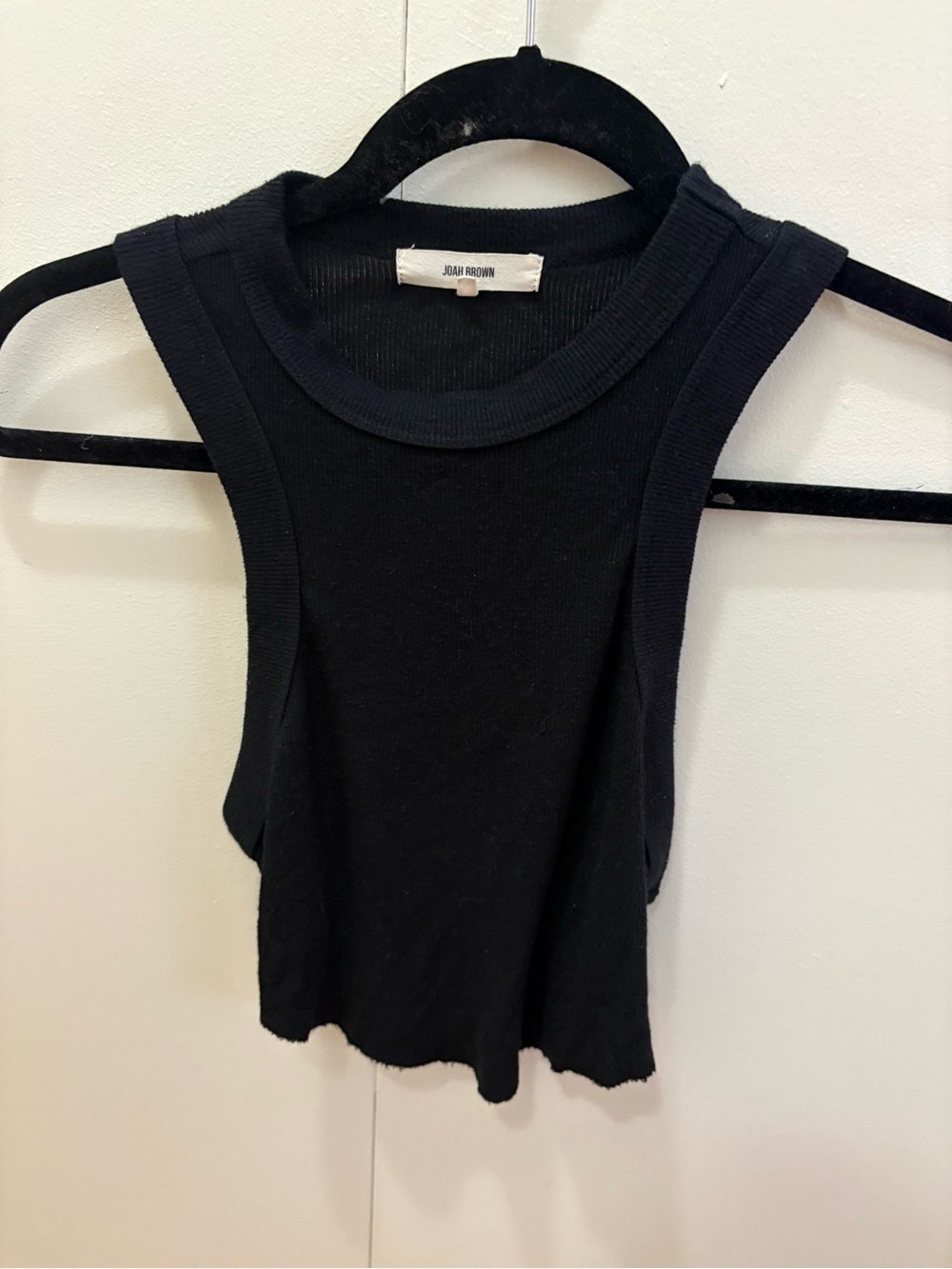 Joah Brown Black Ribbed Scoop Tank